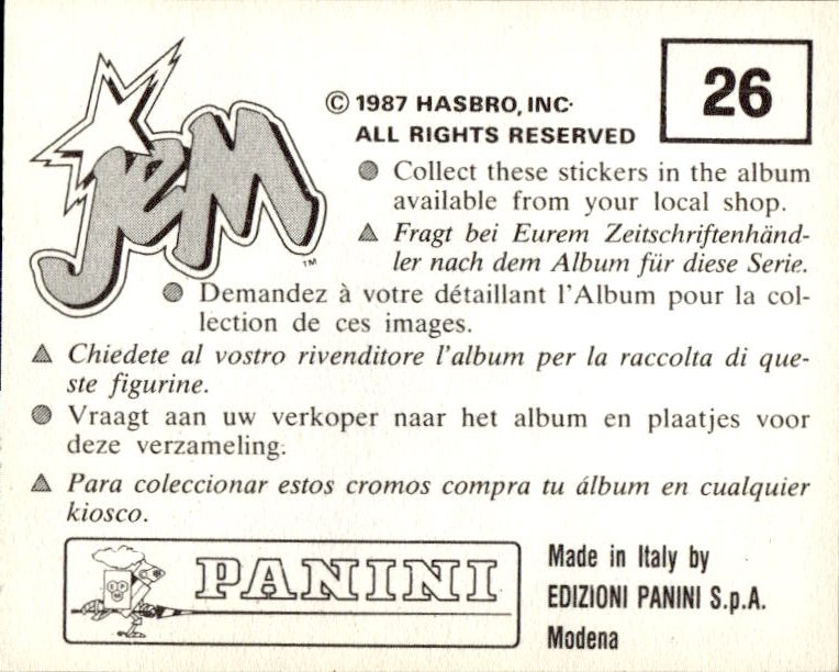 figurina ''Menù a Tendina'' Jem Panini 1987 - Picture 17 of 193