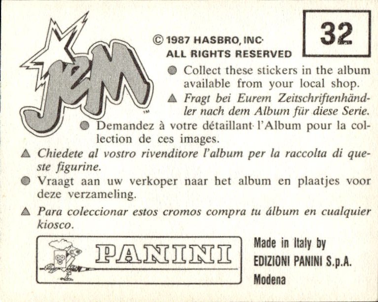 figurina ''Menù a Tendina'' Jem Panini 1987 - Picture 23 of 193