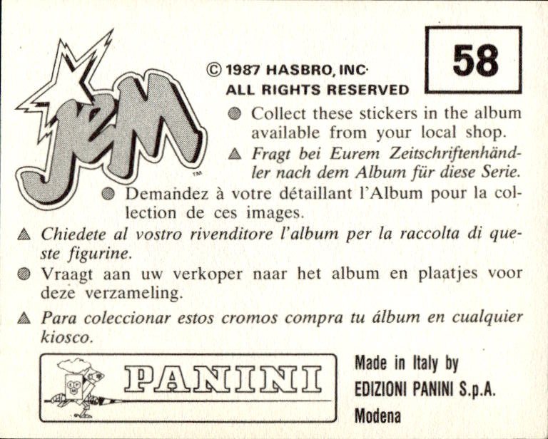 figurina ''Menù a Tendina'' Jem Panini 1987 - Picture 47 of 193