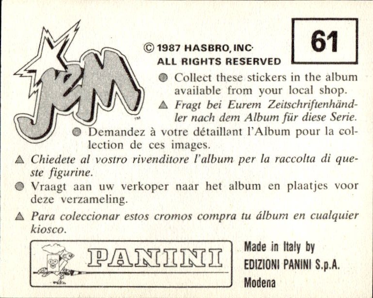 figurina ''Menù a Tendina'' Jem Panini 1987 - Picture 51 of 193