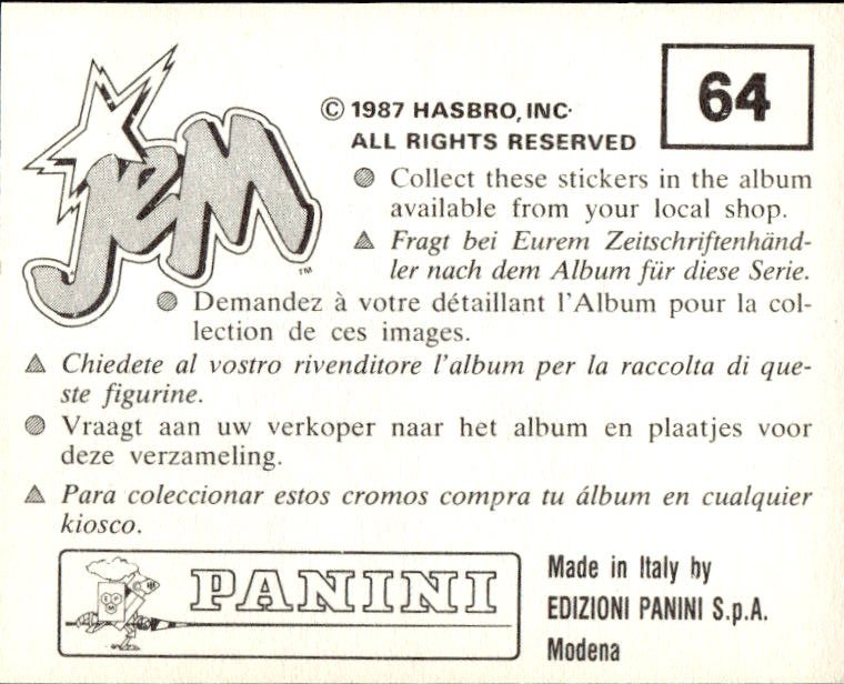 figurina ''Menù a Tendina'' Jem Panini 1987 - Picture 53 of 193