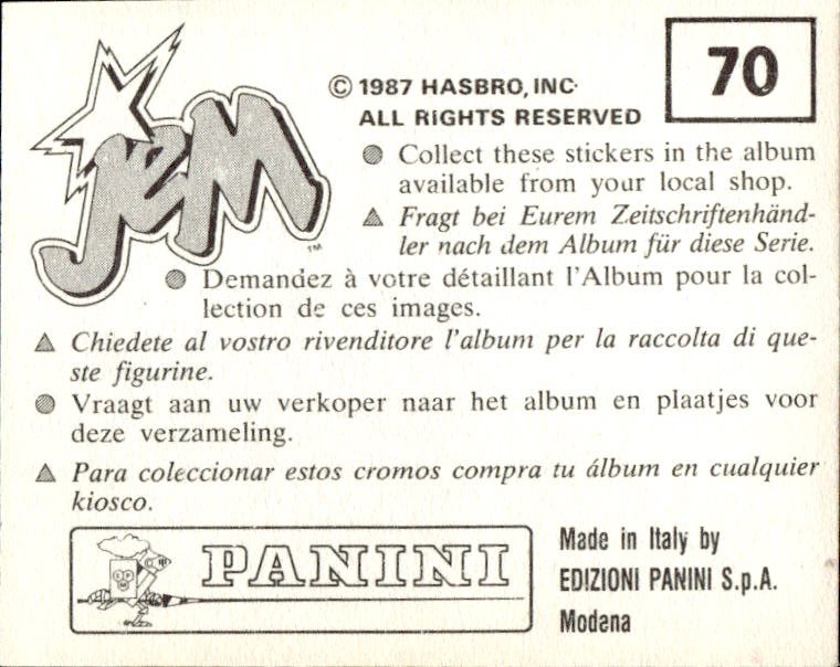 figurina ''Menù a Tendina'' Jem Panini 1987 - Picture 59 of 193