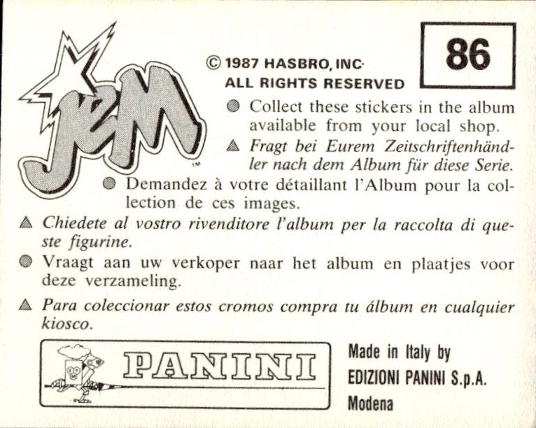 figurina ''Menù a Tendina'' Jem Panini 1987 - Picture 67 of 193