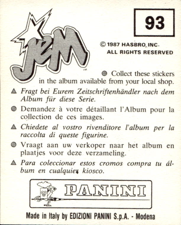 figurina ''Menù a Tendina'' Jem Panini 1987 - Picture 71 of 193