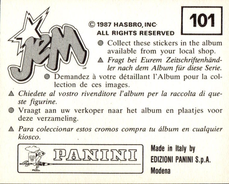 figurina ''Menù a Tendina'' Jem Panini 1987 - Picture 73 of 193