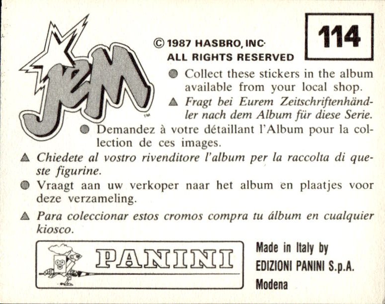 figurina ''Menù a Tendina'' Jem Panini 1987 - Picture 91 of 193