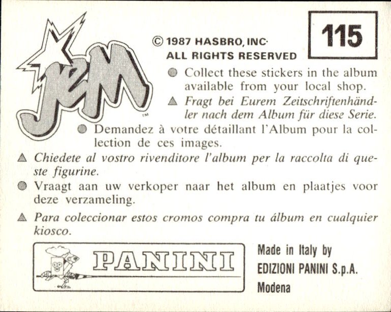 figurina ''Menù a Tendina'' Jem Panini 1987 - Picture 93 of 193