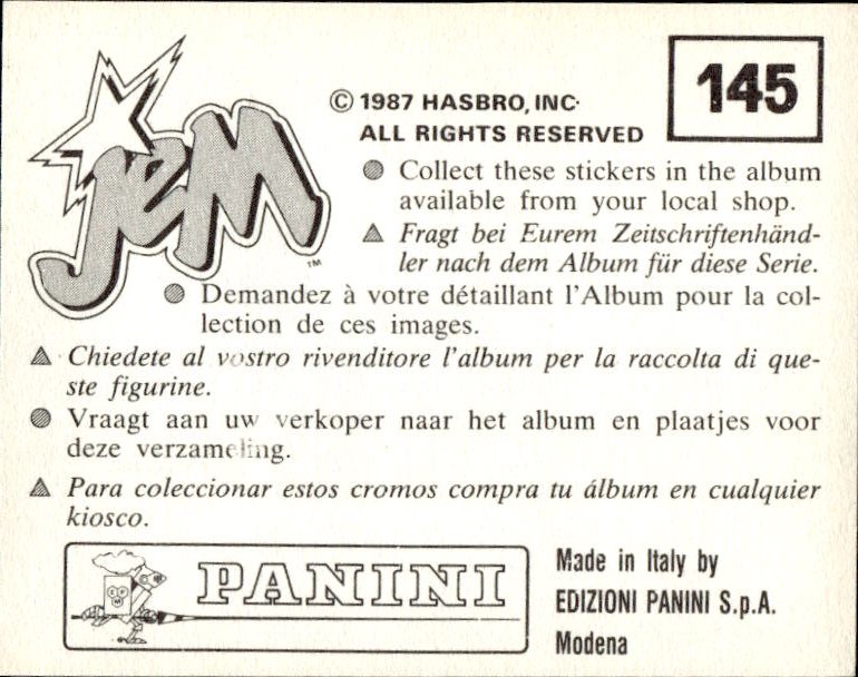 figurina ''Menù a Tendina'' Jem Panini 1987 - Picture 111 of 193