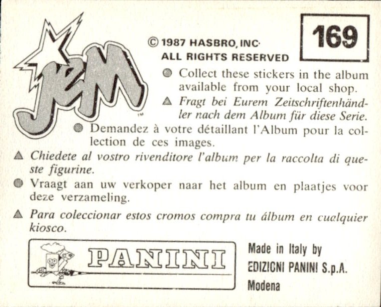 figurina ''Menù a Tendina'' Jem Panini 1987 - Picture 135 of 193