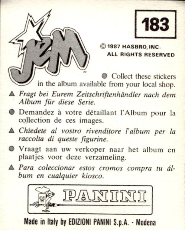 figurina ''Menù a Tendina'' Jem Panini 1987 - Picture 149 of 193
