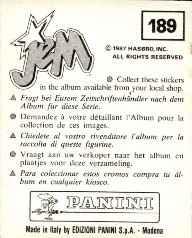 figurina ''Menù a Tendina'' Jem Panini 1987 - Picture 151 of 193