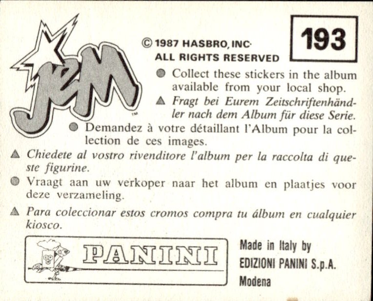 figurina ''Menù a Tendina'' Jem Panini 1987 - Picture 153 of 193