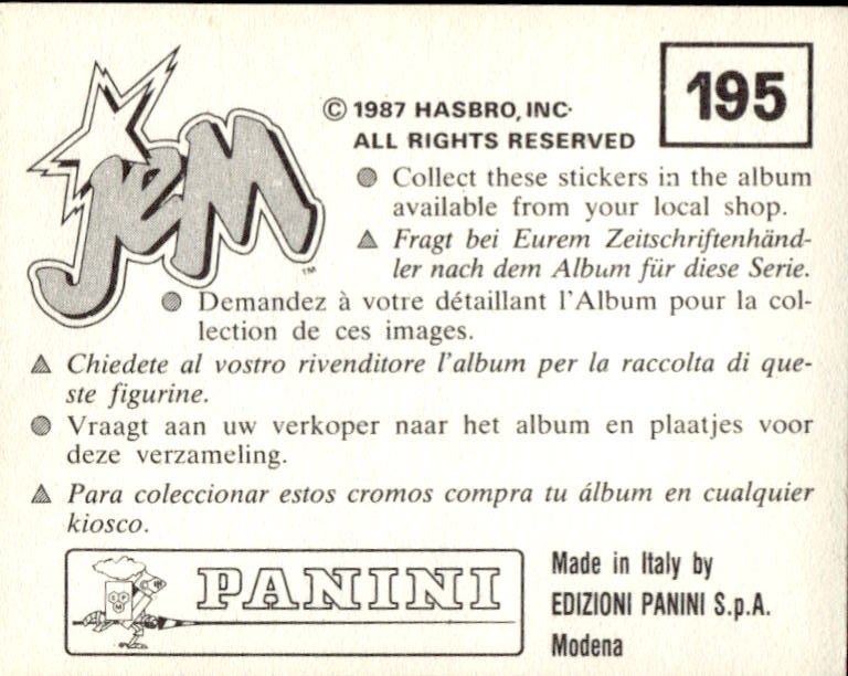 figurina ''Menù a Tendina'' Jem Panini 1987 - Picture 157 of 193