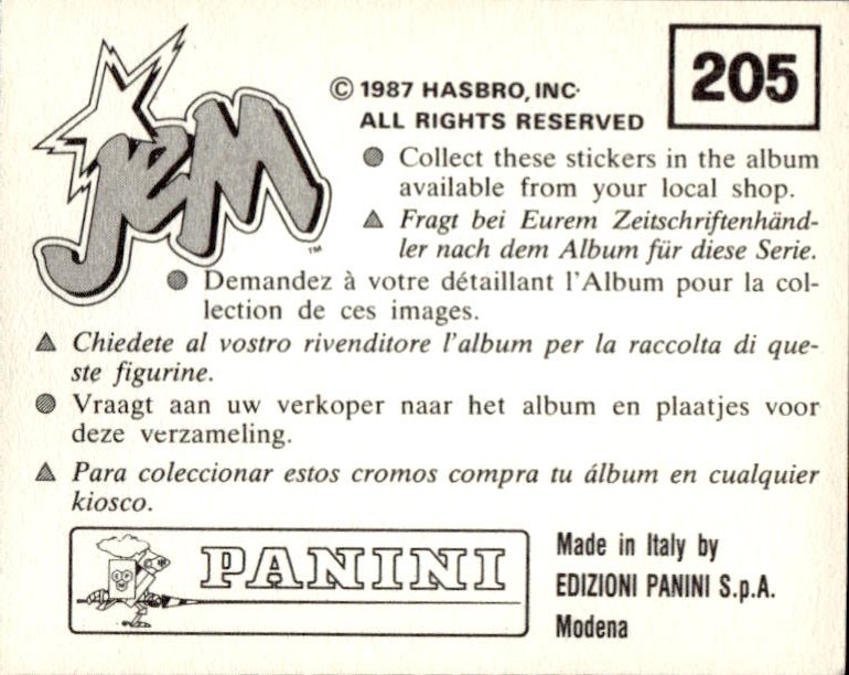 figurina ''Menù a Tendina'' Jem Panini 1987 - Picture 165 of 193