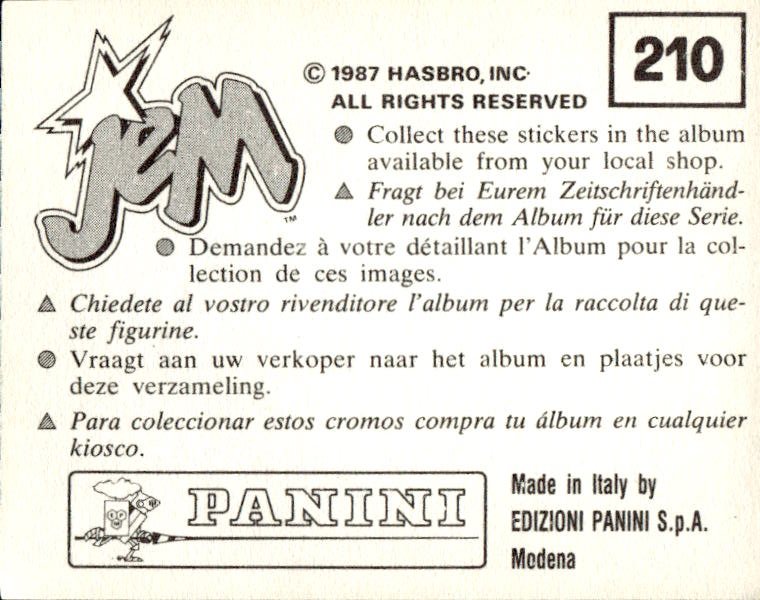 figurina ''Menù a Tendina'' Jem Panini 1987 - Picture 169 of 193
