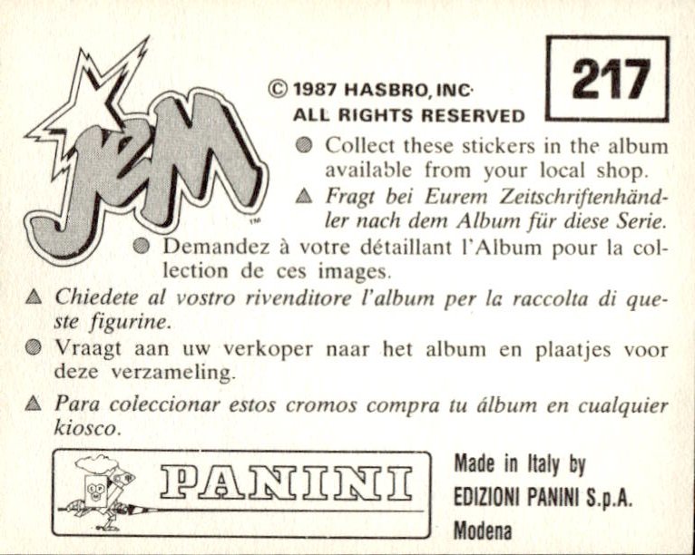 figurina ''Menù a Tendina'' Jem Panini 1987 - Picture 175 of 193