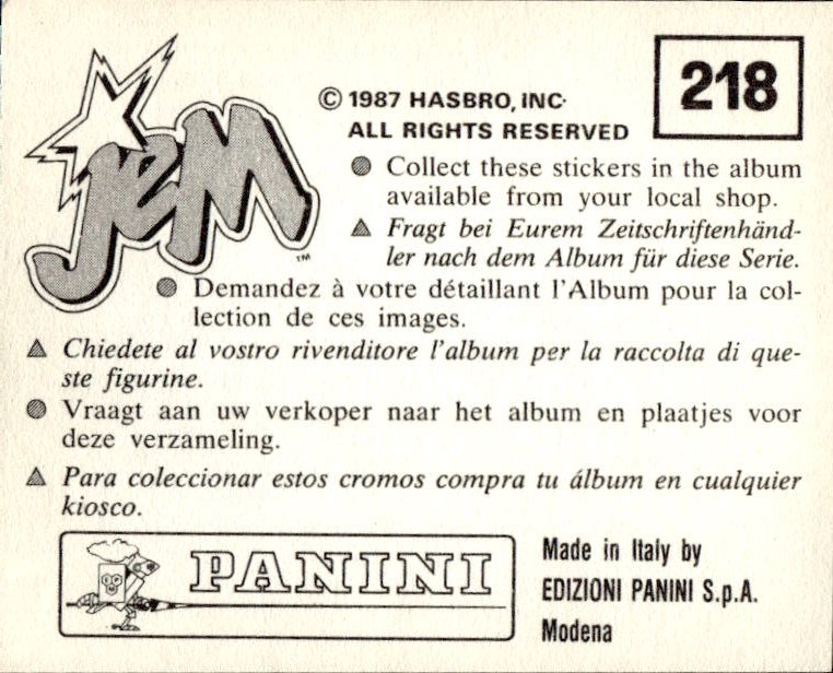 figurina ''Menù a Tendina'' Jem Panini 1987 - Picture 177 of 193
