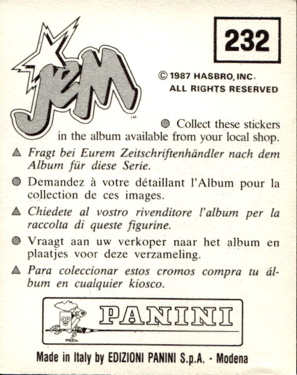 figurina ''Menù a Tendina'' Jem Panini 1987 - Picture 185 of 193
