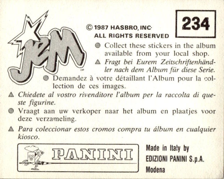 figurina ''Menù a Tendina'' Jem Panini 1987 - Picture 187 of 193