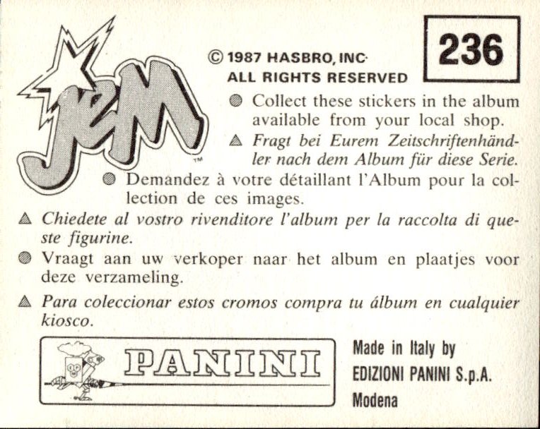 figurina ''Menù a Tendina'' Jem Panini 1987 - Picture 189 of 193