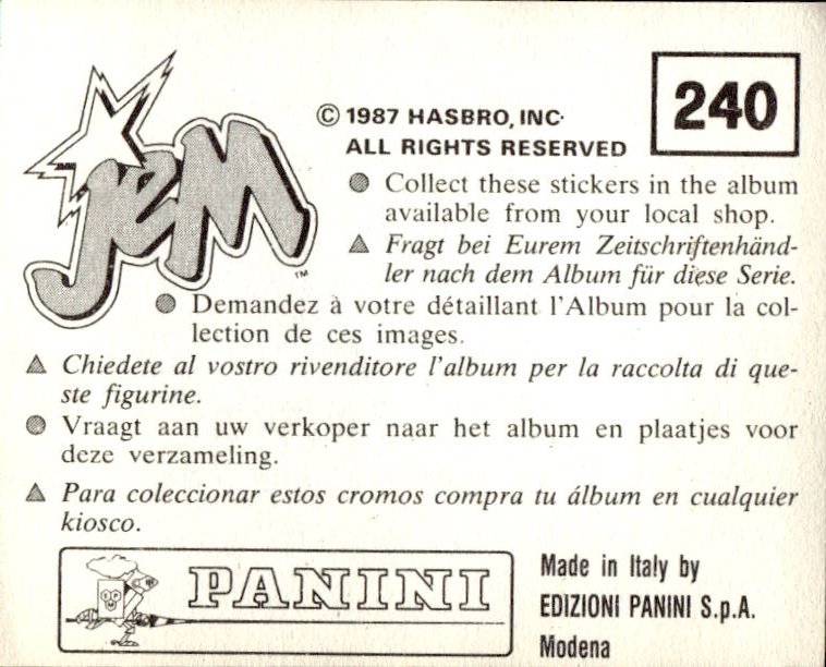 figurina ''Menù a Tendina'' Jem Panini 1987 - Picture 191 of 193