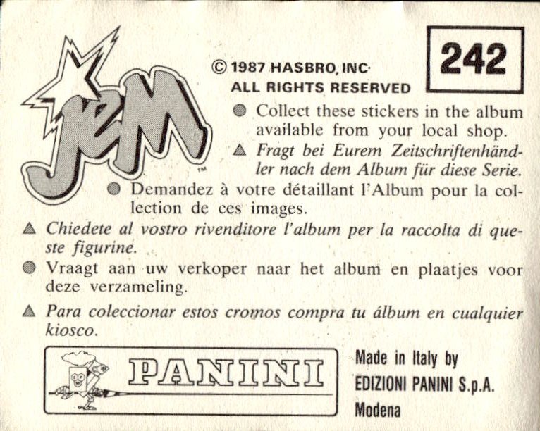 figurina ''Menù a Tendina'' Jem Panini 1987 - Picture 193 of 193