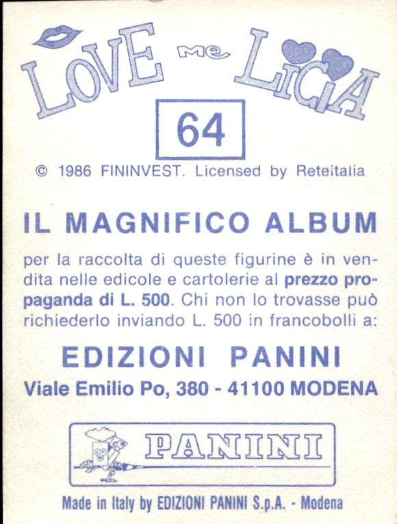 figurina ''Menù a Tendina'' Love me Licia 1986 Panini - Picture 21 of 47