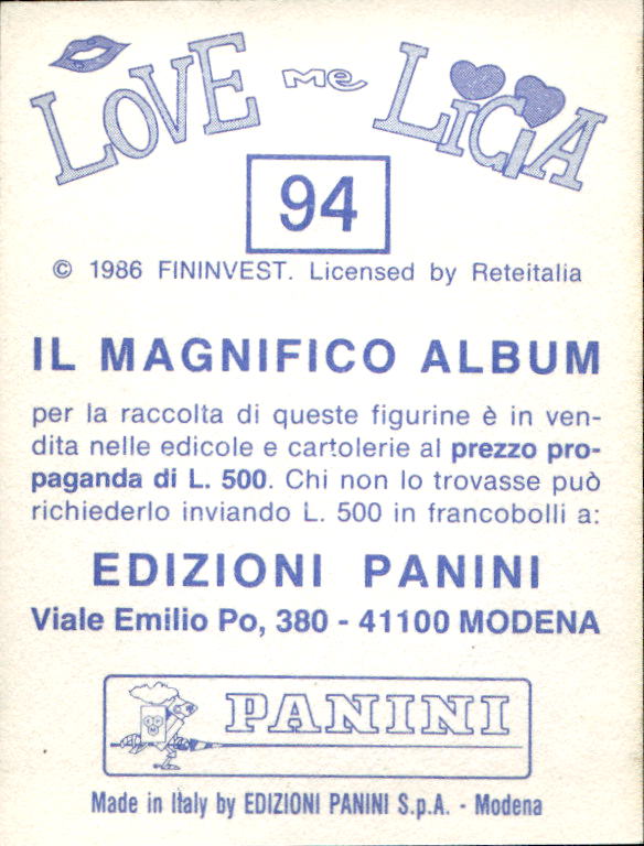 figurina ''Menù a Tendina'' Love me Licia 1986 Panini - Picture 23 of 47