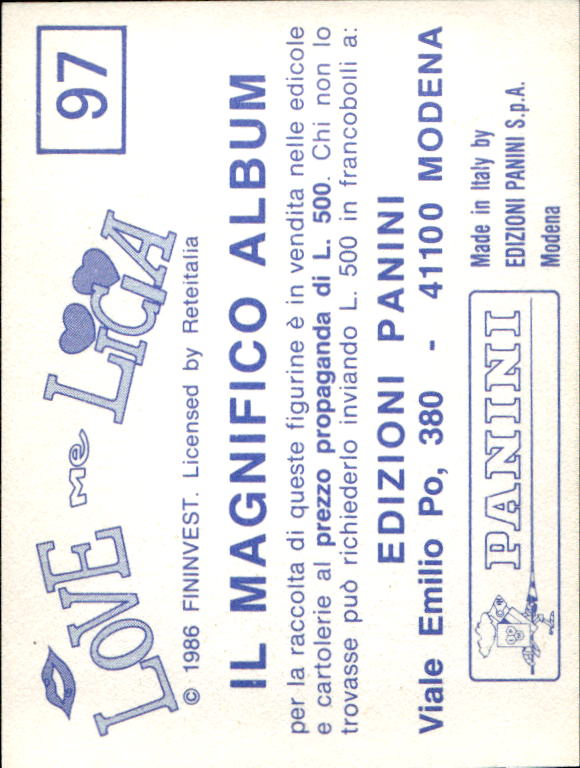 figurina ''Menù a Tendina'' Love me Licia 1986 Panini - Picture 27 of 47