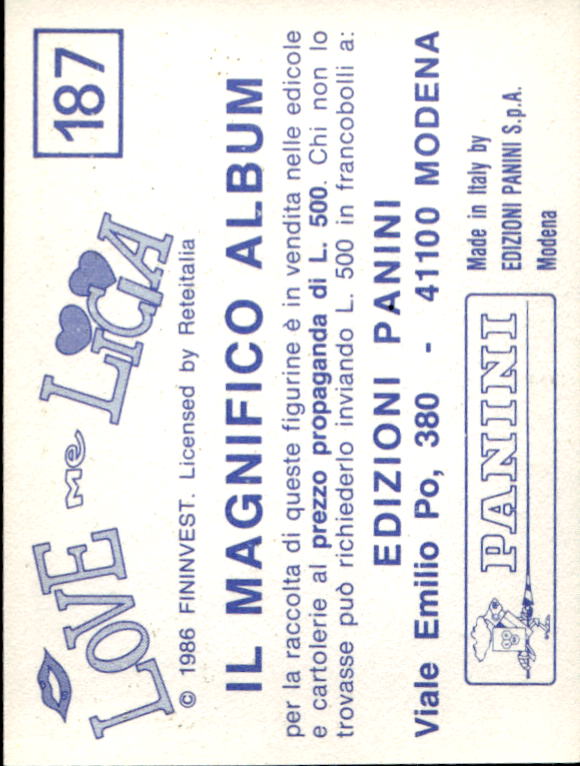 figurina ''Menù a Tendina'' Love me Licia 1986 Panini - Picture 41 of 47
