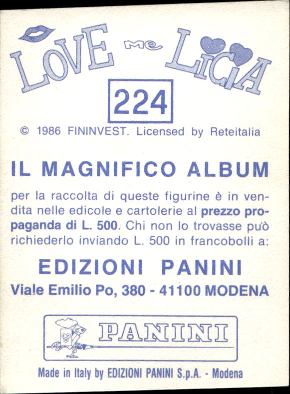 figurina ''Menù a Tendina'' Love me Licia 1986 Panini - Picture 45 of 47