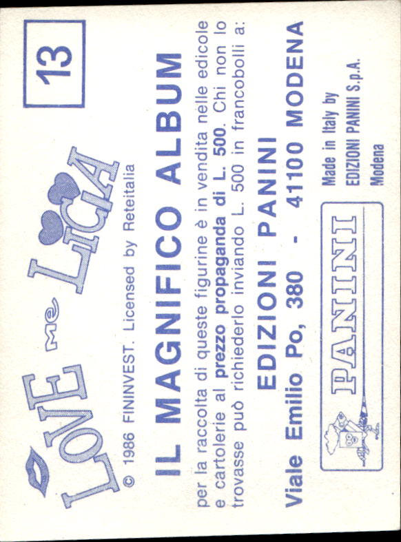 figurina ''Menù a Tendina'' Love me Licia 1986 Panini - Picture 9 of 47