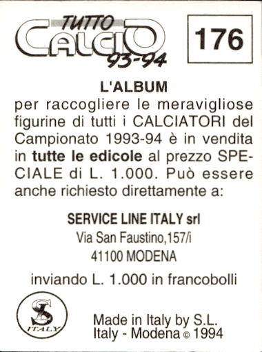figurina ''Menù a Tendina'' calciatori 1993 Sl Service Line 1/3 - Picture 349 of 495
