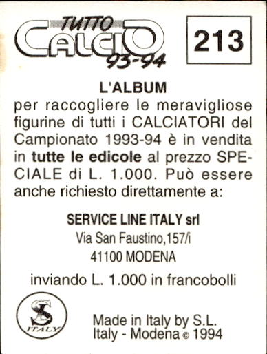 figurina ''Menù a Tendina'' calciatori 1993 Sl Service Line 1/3 - Picture 421 of 495