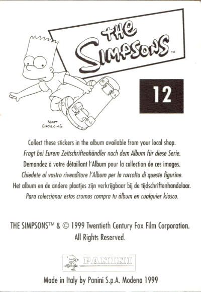 figurina ''Menù a Tendina'' The Simpsons 1999 Panini - Foto 23 di 241