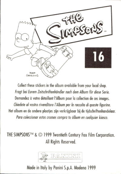 figurina ''Menù a Tendina'' The Simpsons 1999 Panini - Foto 31 di 241