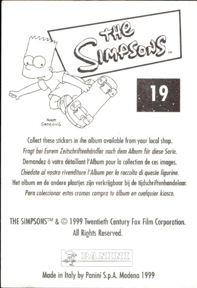 figurina ''Menù a Tendina'' The Simpsons 1999 Panini - Foto 35 di 241