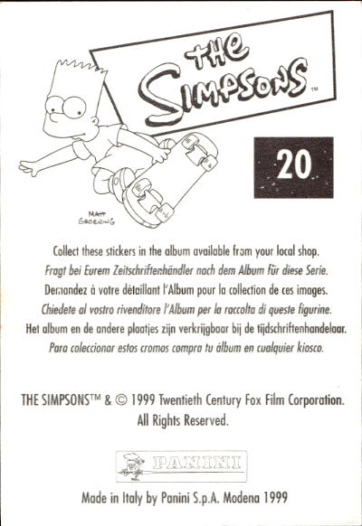 figurina ''Menù a Tendina'' The Simpsons 1999 Panini - Foto 37 di 241