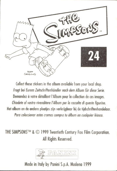 figurina ''Menù a Tendina'' The Simpsons 1999 Panini - Foto 43 di 241