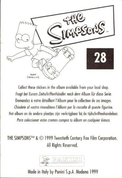 figurina ''Menù a Tendina'' The Simpsons 1999 Panini - Foto 45 di 241