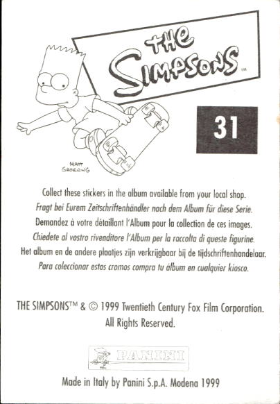 figurina ''Menù a Tendina'' The Simpsons 1999 Panini - Foto 49 di 241