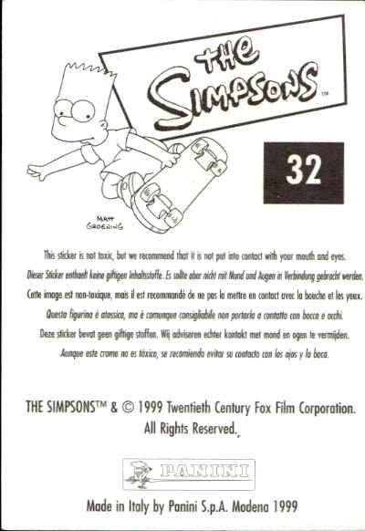 figurina ''Menù a Tendina'' The Simpsons 1999 Panini - Foto 51 di 241