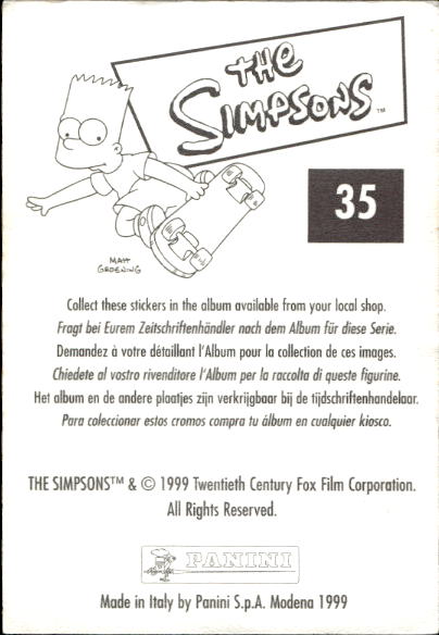 figurina ''Menù a Tendina'' The Simpsons 1999 Panini - Foto 55 di 241