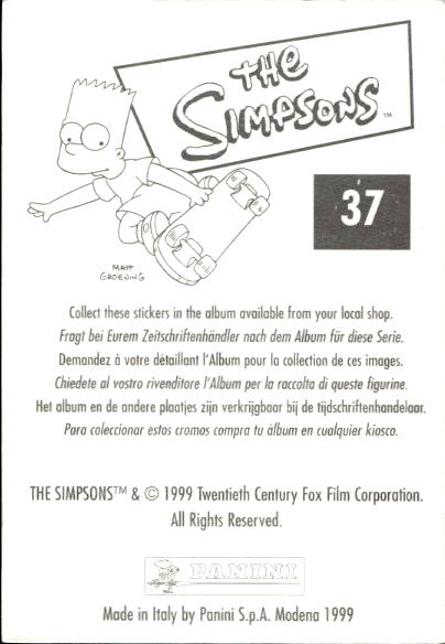 figurina ''Menù a Tendina'' The Simpsons 1999 Panini - Foto 59 di 241