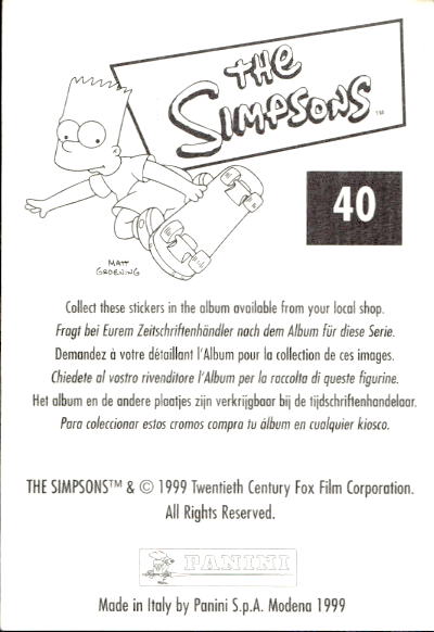 figurina ''Menù a Tendina'' The Simpsons 1999 Panini - Foto 65 di 241