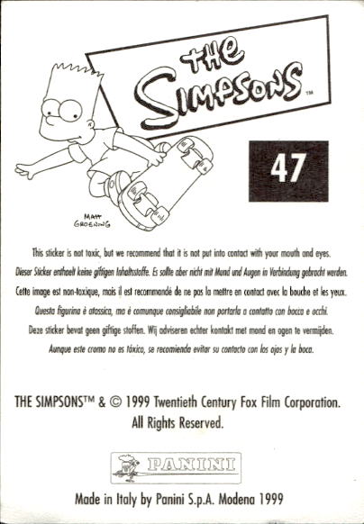 figurina ''Menù a Tendina'' The Simpsons 1999 Panini - Foto 77 di 241