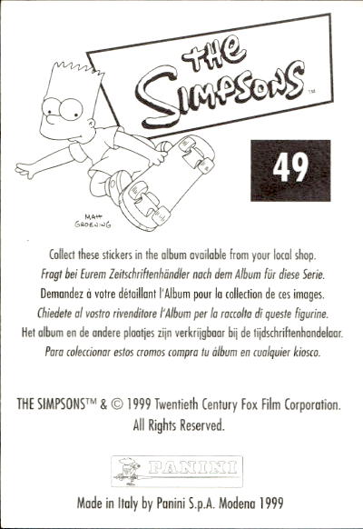 figurina ''Menù a Tendina'' The Simpsons 1999 Panini - Foto 81 di 241