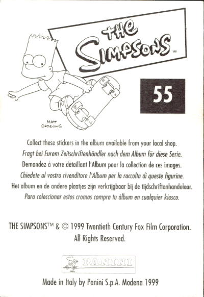 figurina ''Menù a Tendina'' The Simpsons 1999 Panini - Foto 91 di 241