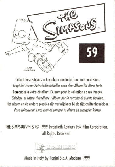 figurina ''Menù a Tendina'' The Simpsons 1999 Panini - Foto 99 di 241