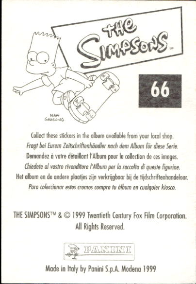 figurina ''Menù a Tendina'' The Simpsons 1999 Panini - Foto 111 di 241